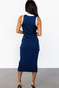 Fashion Baltic Born Coley Ribbed Button Dress | Navy + Off White Navy+OffWhite