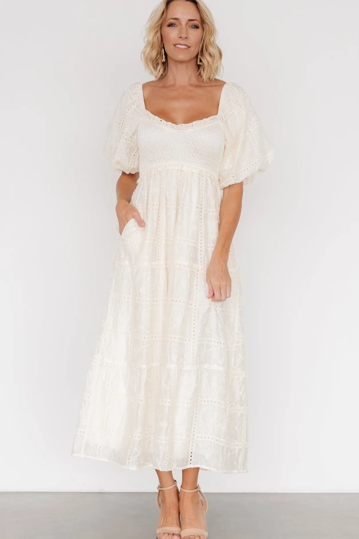 New Baltic Born Colin Eyelet Dress | Cream