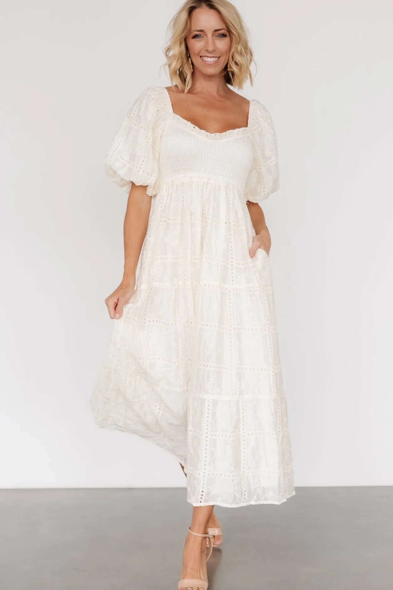 New Baltic Born Colin Eyelet Dress | Cream