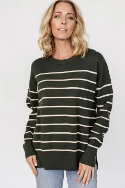 Outlet Baltic Born Colmar Striped Sweater | Pine + Cream Pine+Cream
