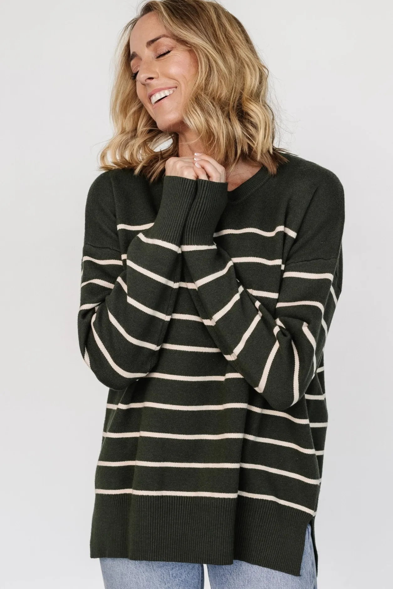 Outlet Baltic Born Colmar Striped Sweater | Pine + Cream Pine+Cream
