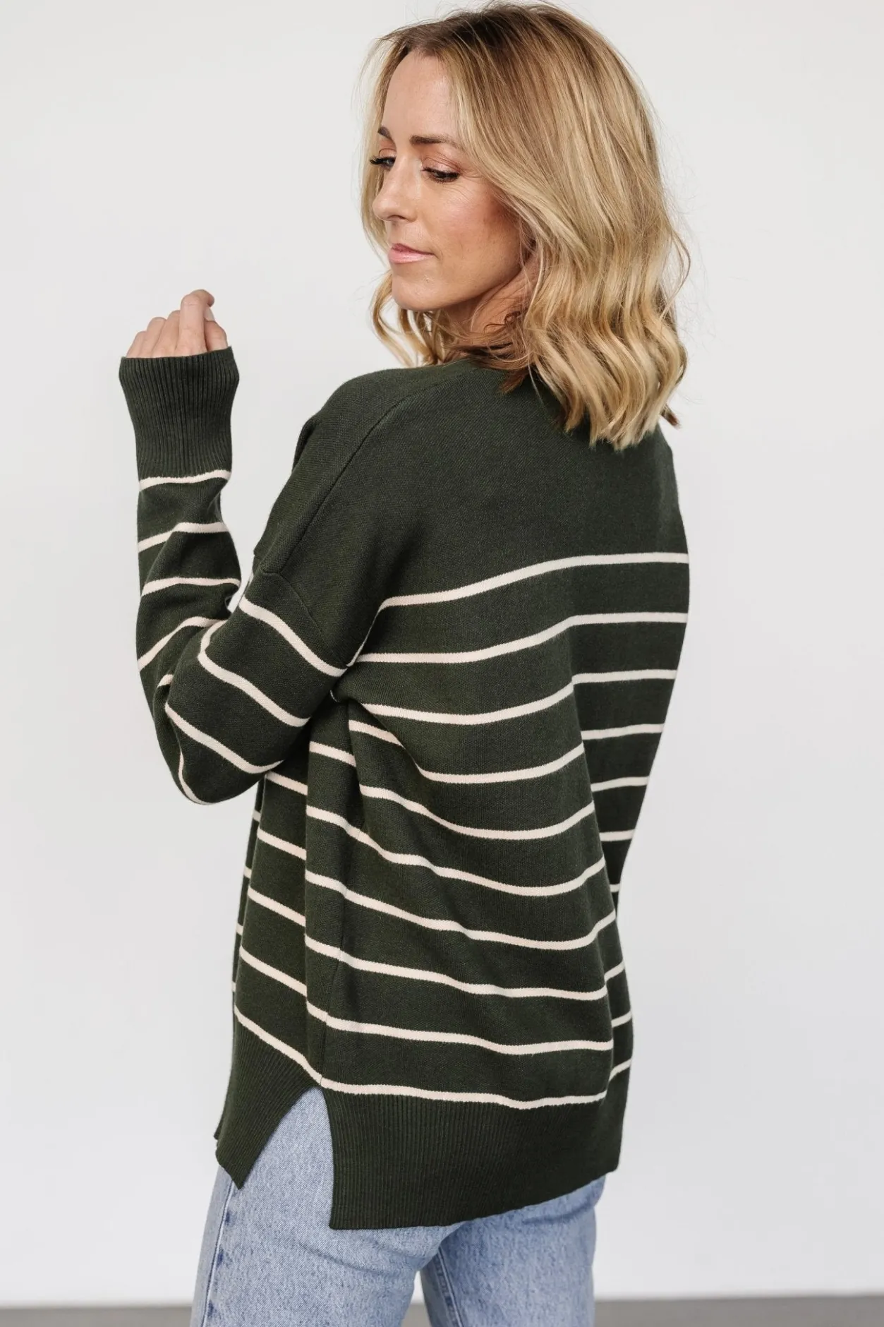 Outlet Baltic Born Colmar Striped Sweater | Pine + Cream Pine+Cream