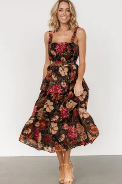 New Baltic Born Cologne Tiered Dress | Black Floral BlackFloral