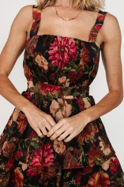 New Baltic Born Cologne Tiered Dress | Black Floral BlackFloral