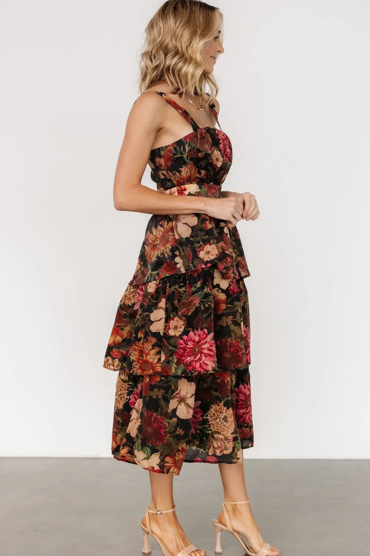 New Baltic Born Cologne Tiered Dress | Black Floral BlackFloral