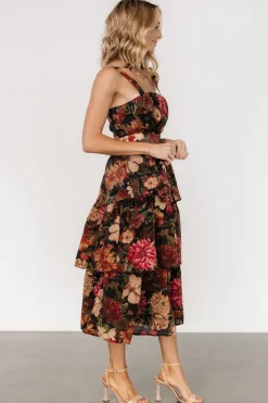 New Baltic Born Cologne Tiered Dress | Black Floral BlackFloral