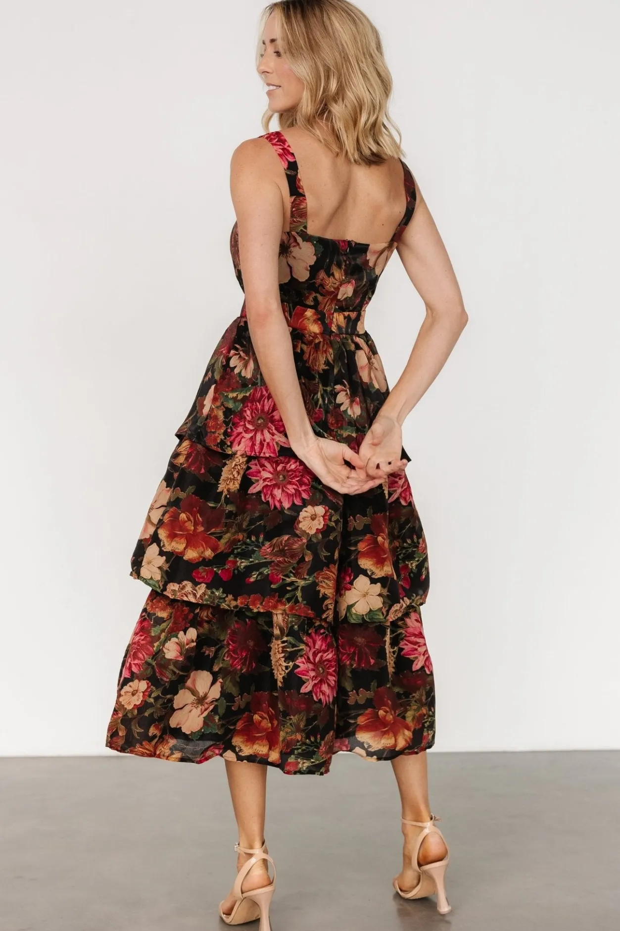 New Baltic Born Cologne Tiered Dress | Black Floral BlackFloral