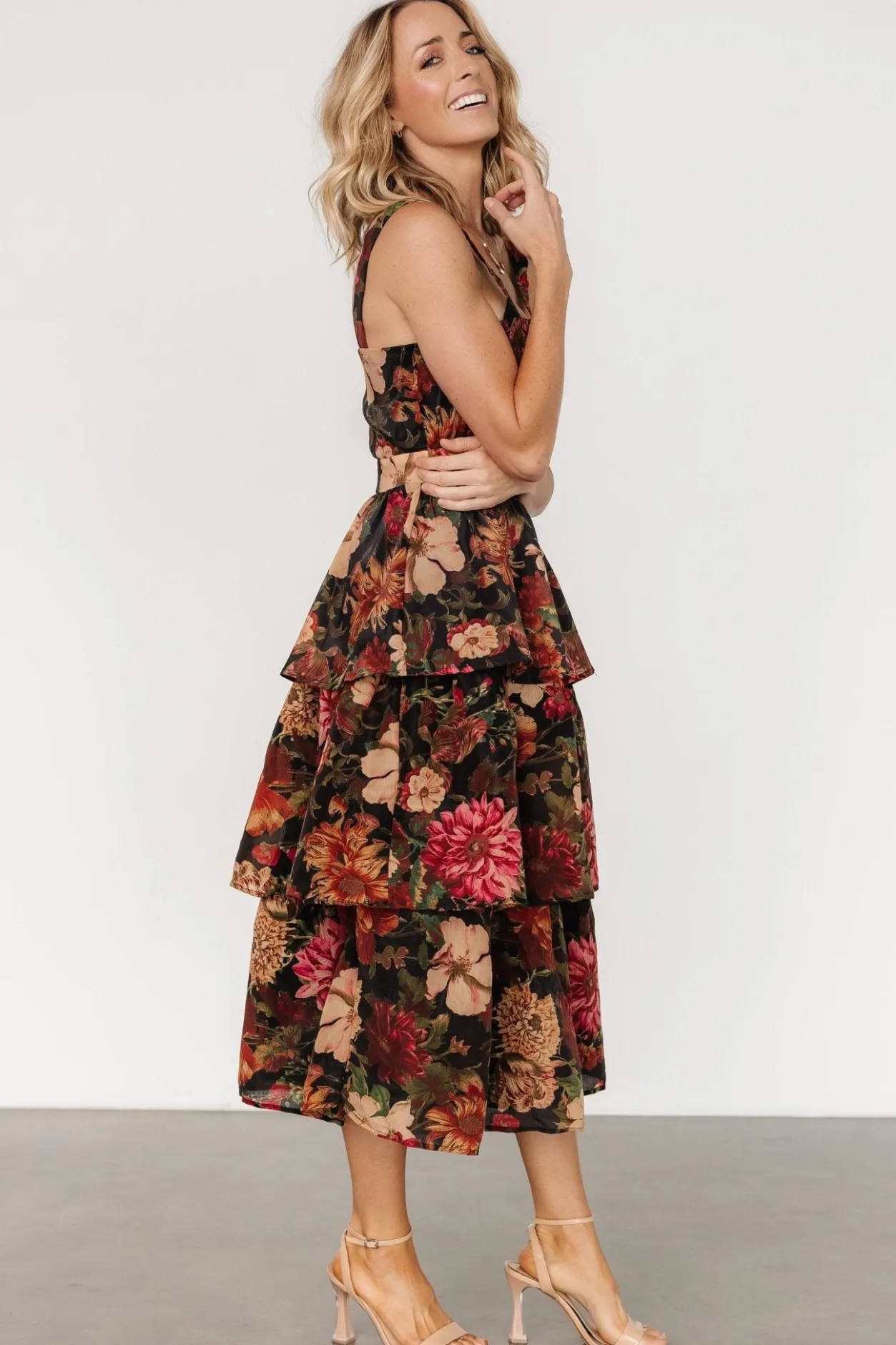 New Baltic Born Cologne Tiered Dress | Black Floral BlackFloral