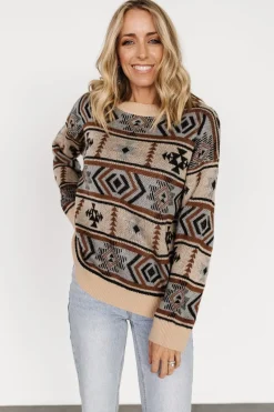 Sale Baltic Born Conrad Knit Sweater | Tan Multi Print TanMultiPrint