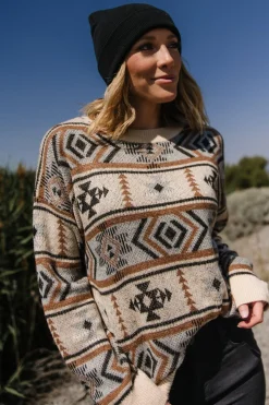 Sale Baltic Born Conrad Knit Sweater | Tan Multi Print TanMultiPrint