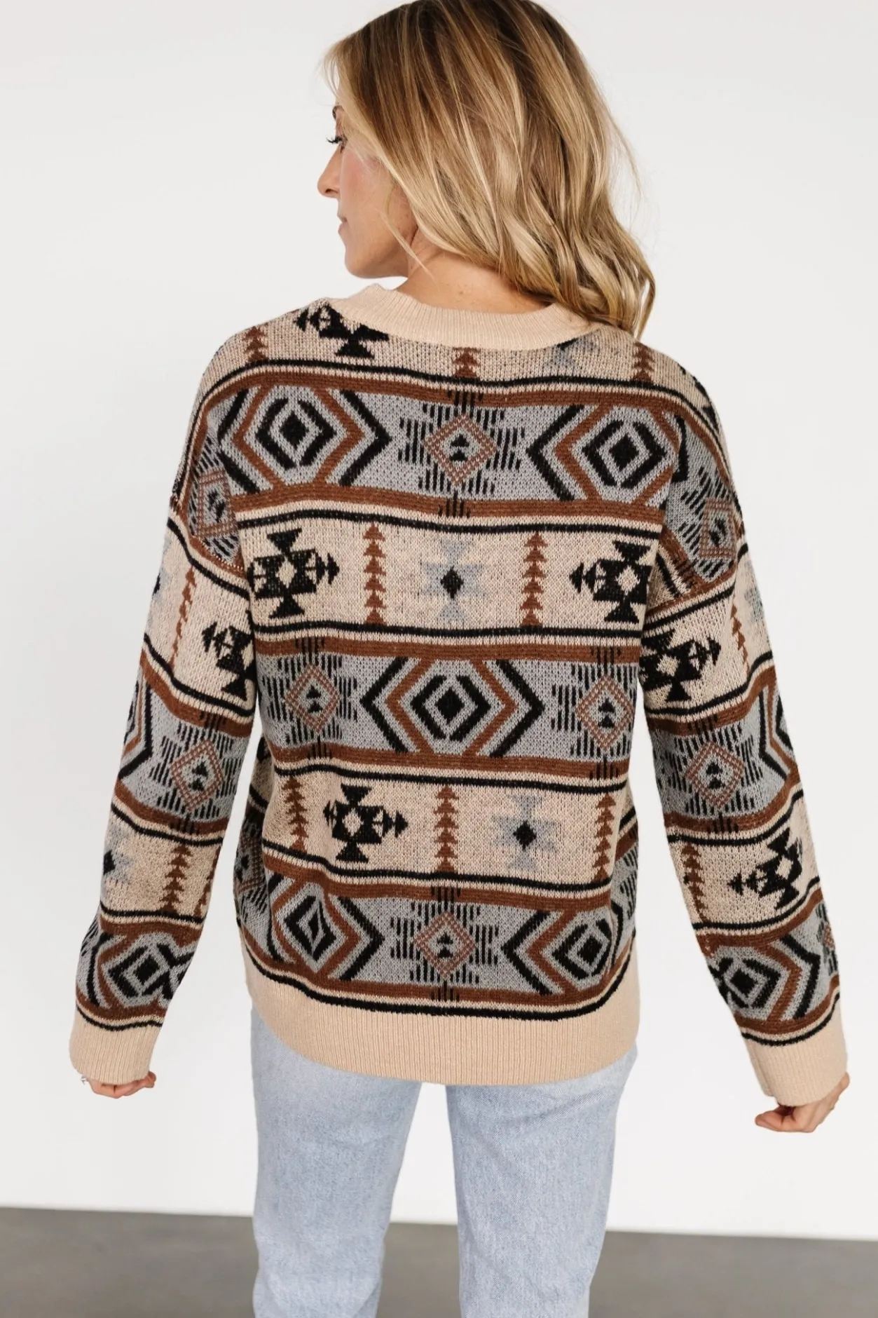 Sale Baltic Born Conrad Knit Sweater | Tan Multi Print TanMultiPrint