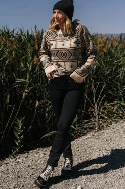 Sale Baltic Born Conrad Knit Sweater | Tan Multi Print TanMultiPrint