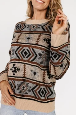 Sale Baltic Born Conrad Knit Sweater | Tan Multi Print TanMultiPrint