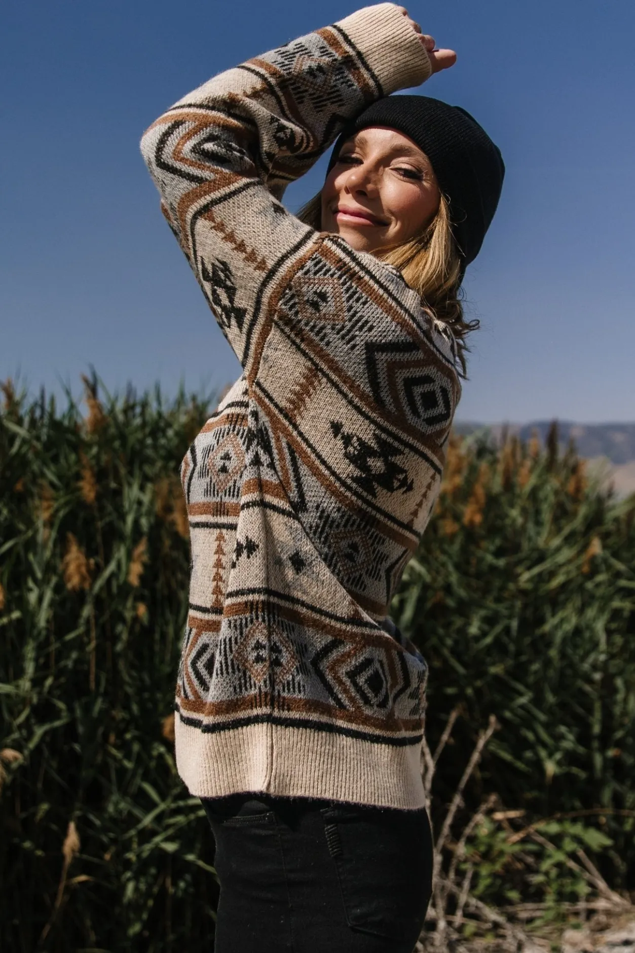 Sale Baltic Born Conrad Knit Sweater | Tan Multi Print TanMultiPrint