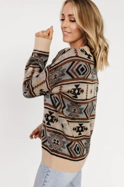 Sale Baltic Born Conrad Knit Sweater | Tan Multi Print TanMultiPrint