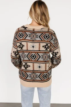 Sale Baltic Born Conrad Knit Sweater | Tan Multi Print TanMultiPrint