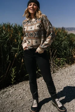 Sale Baltic Born Conrad Knit Sweater | Tan Multi Print TanMultiPrint