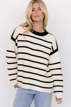 Online Baltic Born Conway Striped Sweater | Cream + Black Cream+Black