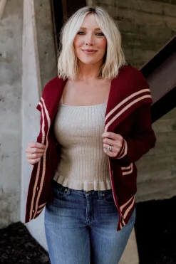 Online Baltic Born Corbett Knit Cardigan | Burgundy