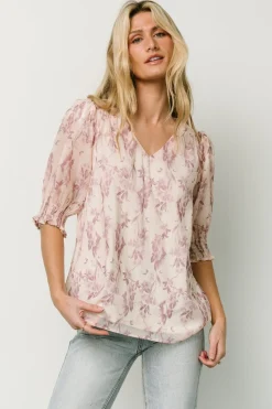 Online Baltic Born Cordova Top | Beige + Mauve Floral Beige+MauveFloral