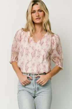 Online Baltic Born Cordova Top | Beige + Mauve Floral Beige+MauveFloral
