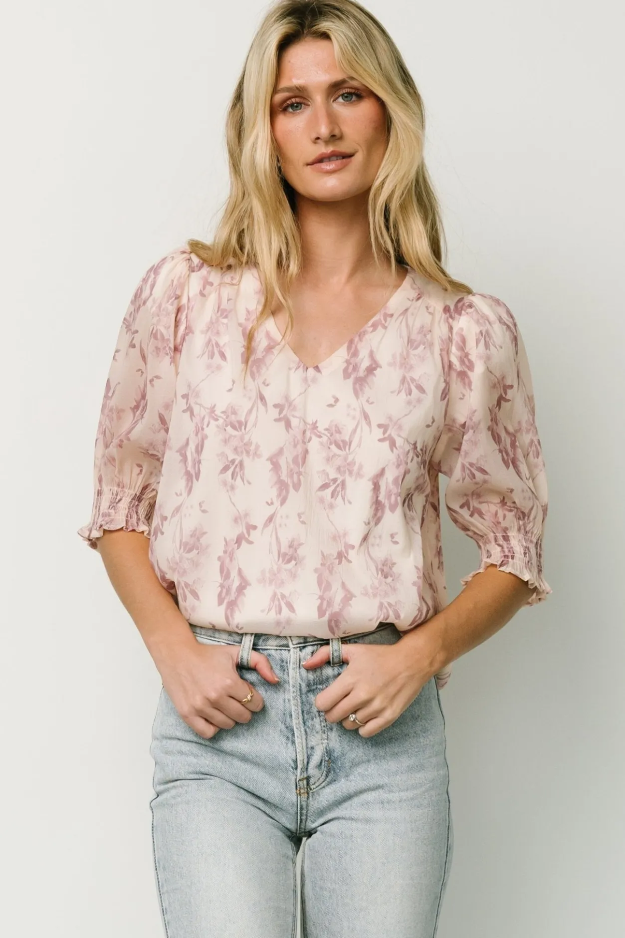 Online Baltic Born Cordova Top | Beige + Mauve Floral Beige+MauveFloral