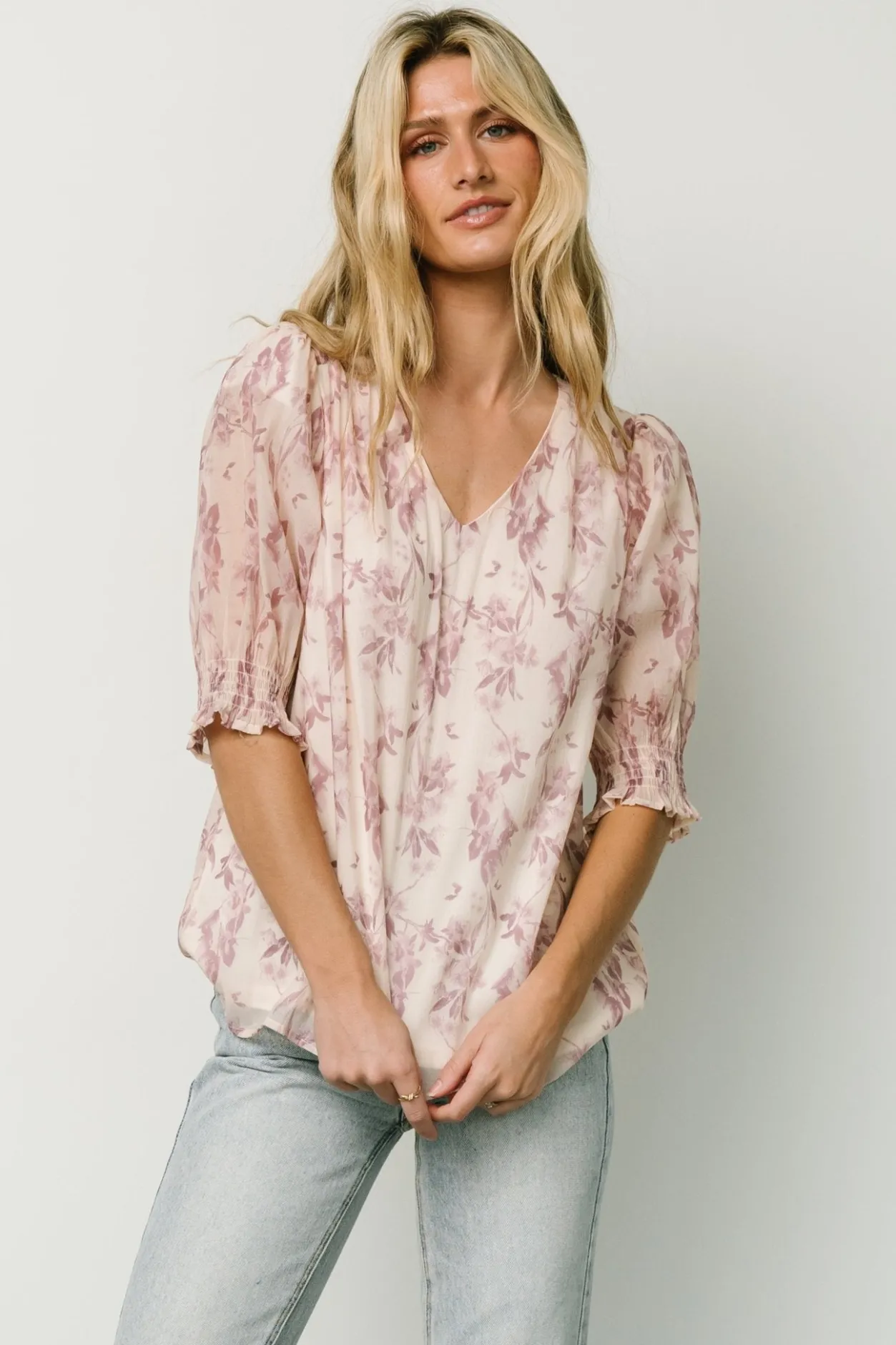 Online Baltic Born Cordova Top | Beige + Mauve Floral Beige+MauveFloral
