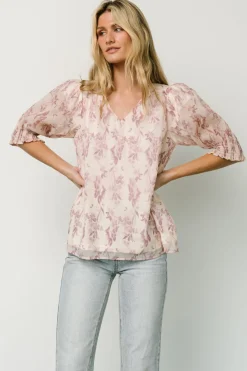 Online Baltic Born Cordova Top | Beige + Mauve Floral Beige+MauveFloral