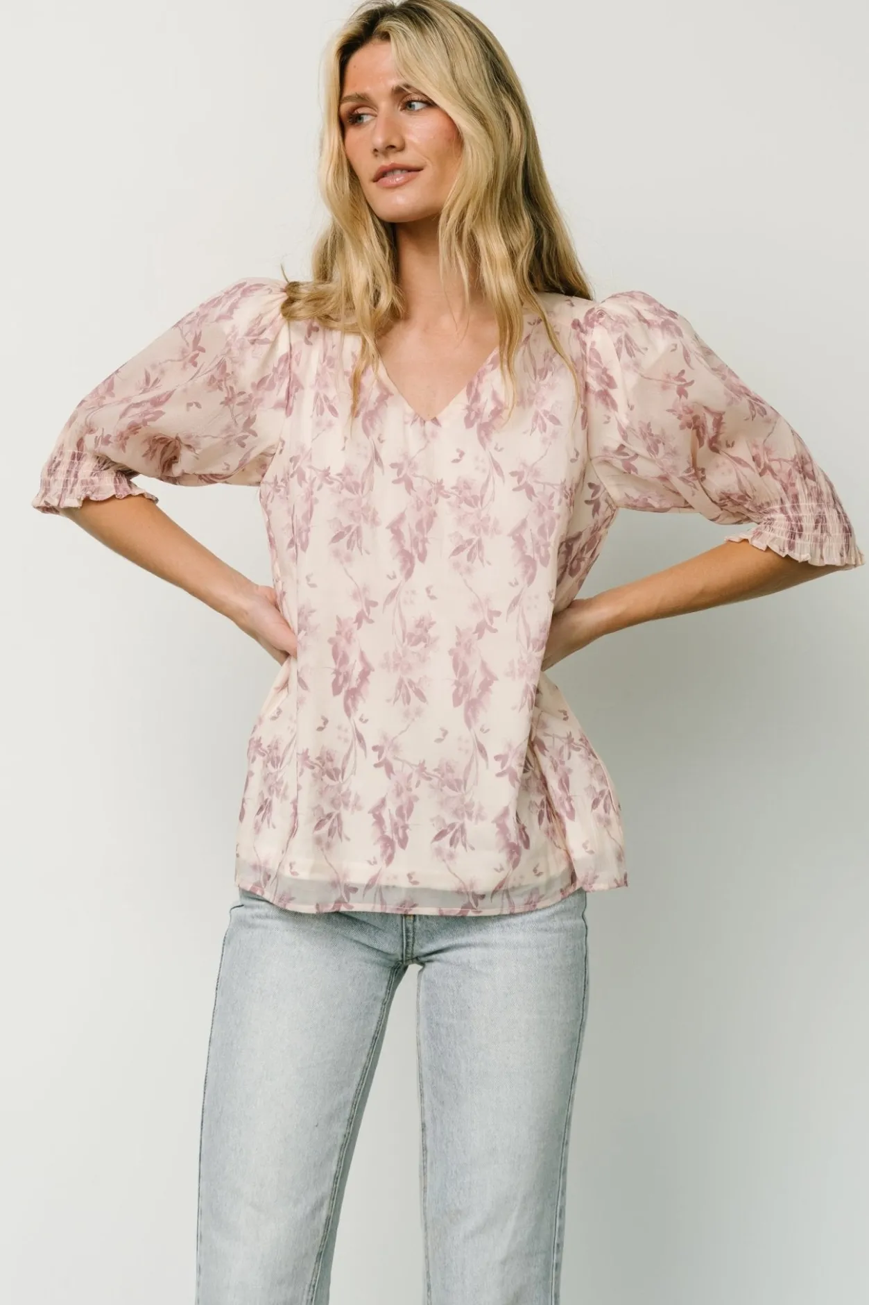 Online Baltic Born Cordova Top | Beige + Mauve Floral Beige+MauveFloral
