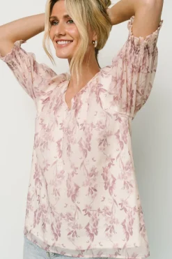 Online Baltic Born Cordova Top | Beige + Mauve Floral Beige+MauveFloral