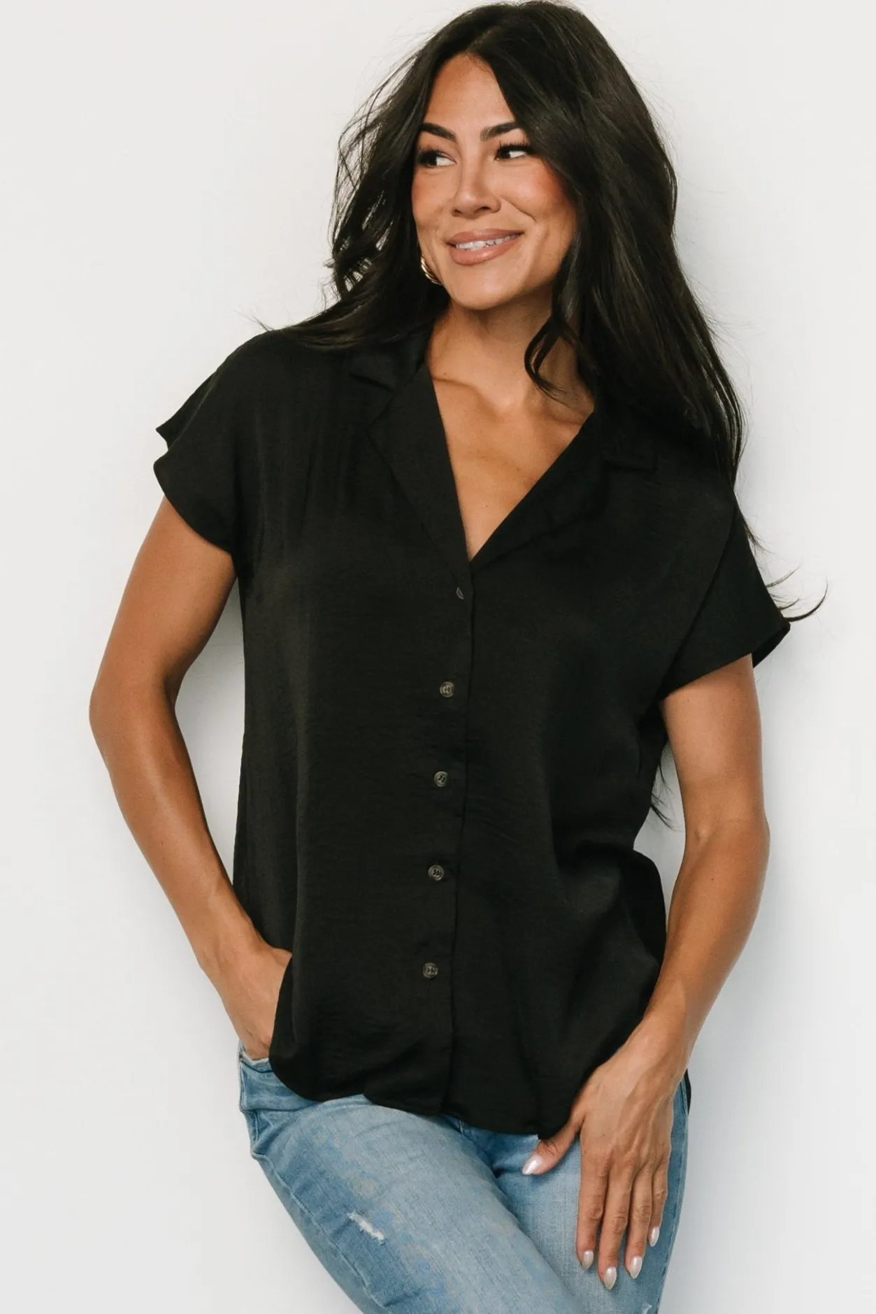 New Baltic Born Corey Button Top | Black