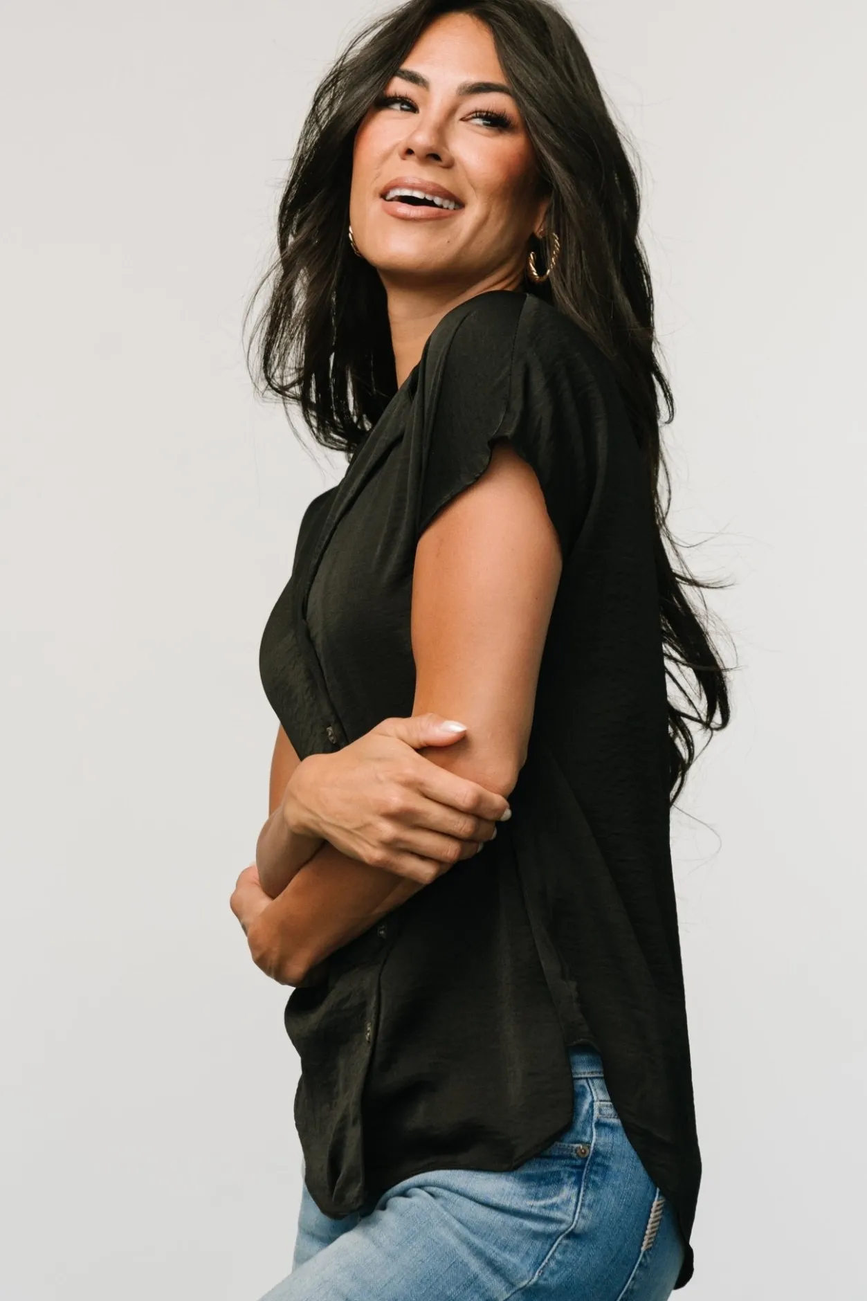 New Baltic Born Corey Button Top | Black