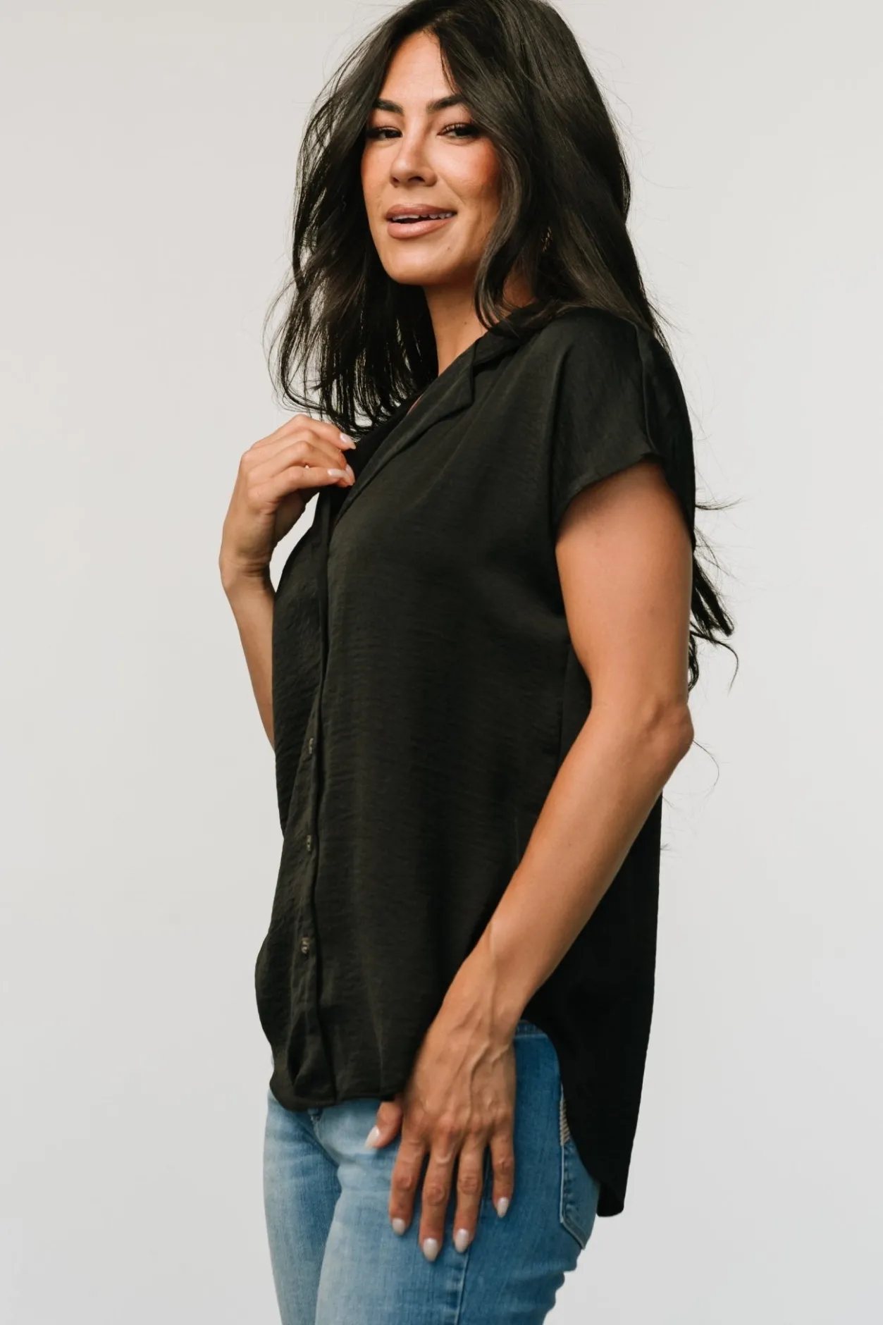 New Baltic Born Corey Button Top | Black