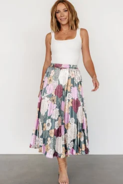 Fashion Baltic Born Cori Pleated Skirt | Vintage Teal Floral VintageTealFloral