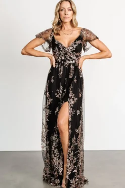 Online Baltic Born Corinne Shimmer Maxi Gown | Black + Rose Gold Black+RoseGold
