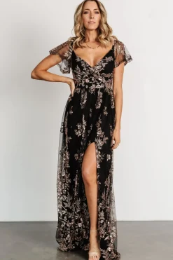 Online Baltic Born Corinne Shimmer Maxi Gown | Black + Rose Gold Black+RoseGold