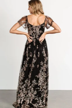 Online Baltic Born Corinne Shimmer Maxi Gown | Black + Rose Gold Black+RoseGold