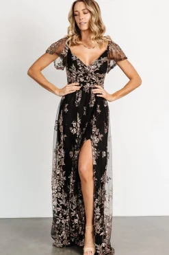 Online Baltic Born Corinne Shimmer Maxi Gown | Black + Rose Gold Black+RoseGold