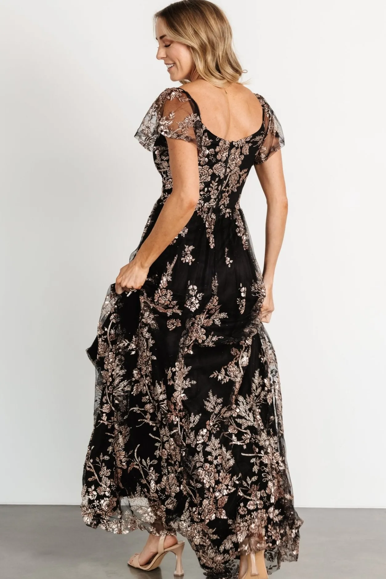 Online Baltic Born Corinne Shimmer Maxi Gown | Black + Rose Gold Black+RoseGold