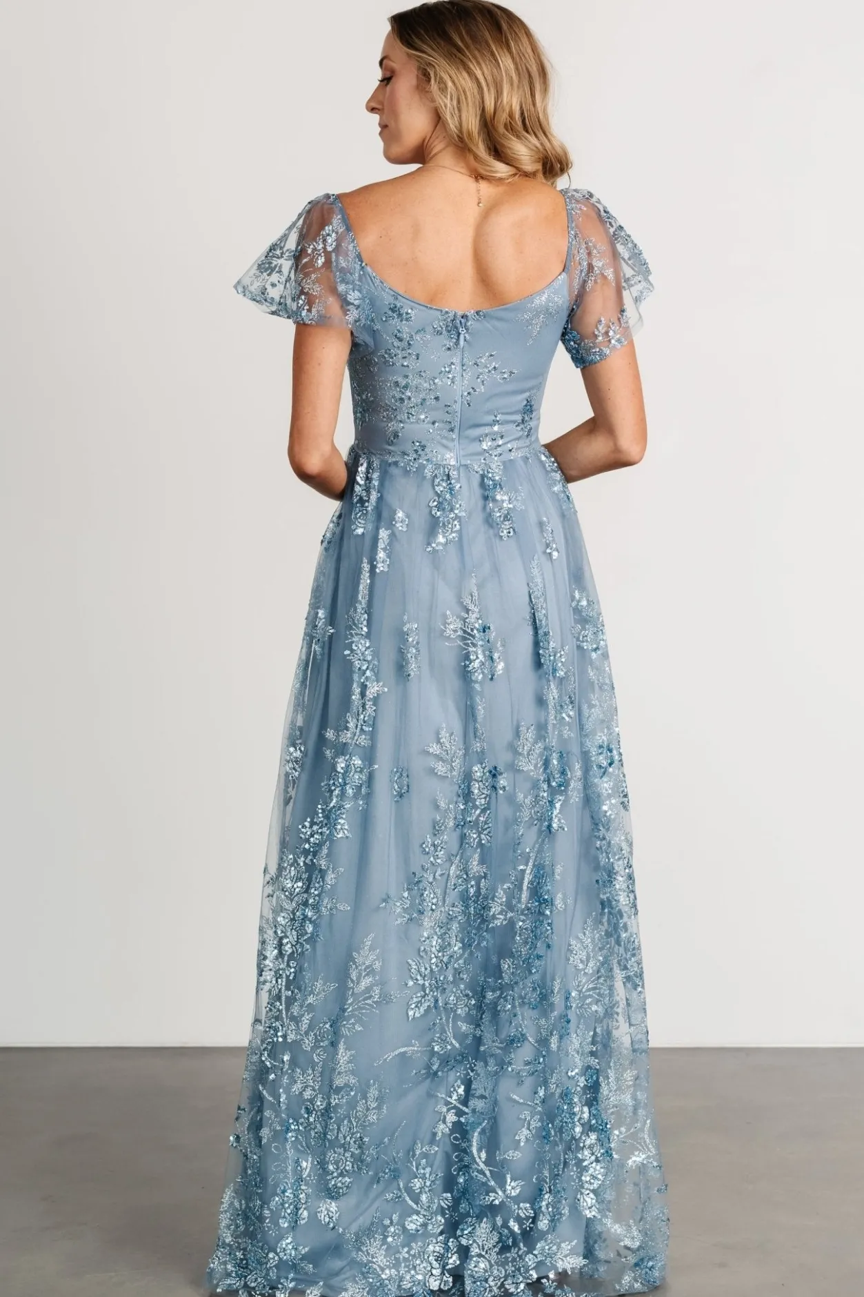 Best Baltic Born Corinne Shimmer Maxi Gown | Slate Blue SlateBlue