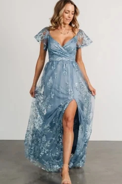 Best Baltic Born Corinne Shimmer Maxi Gown | Slate Blue SlateBlue