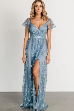 Best Baltic Born Corinne Shimmer Maxi Gown | Slate Blue SlateBlue