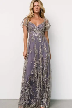Fashion Baltic Born Corinne Shimmer Maxi Gown | Blue + Rose Blue+Rose