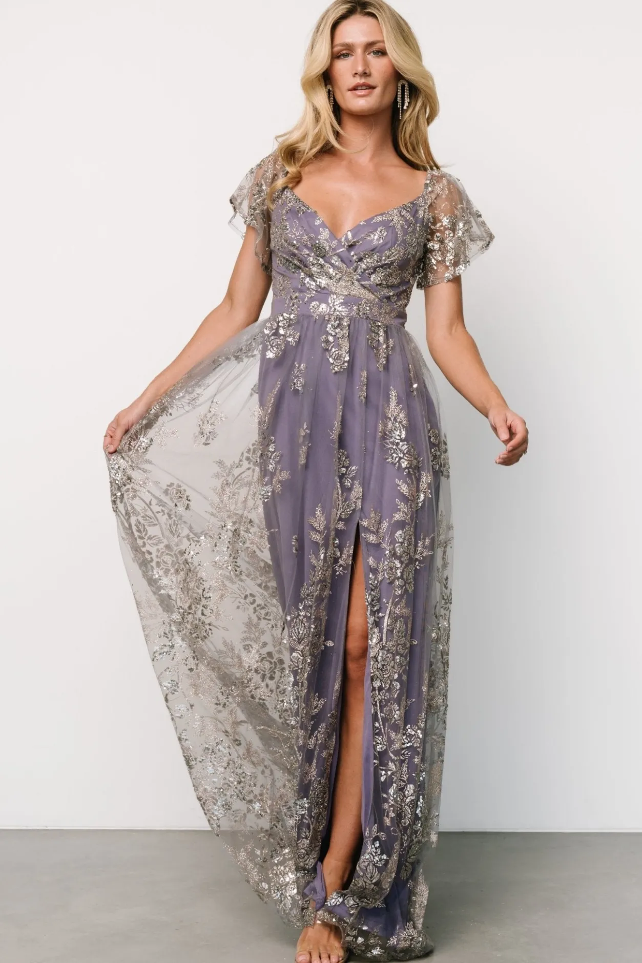 Fashion Baltic Born Corinne Shimmer Maxi Gown | Blue + Rose Blue+Rose