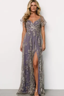 Fashion Baltic Born Corinne Shimmer Maxi Gown | Blue + Rose Blue+Rose