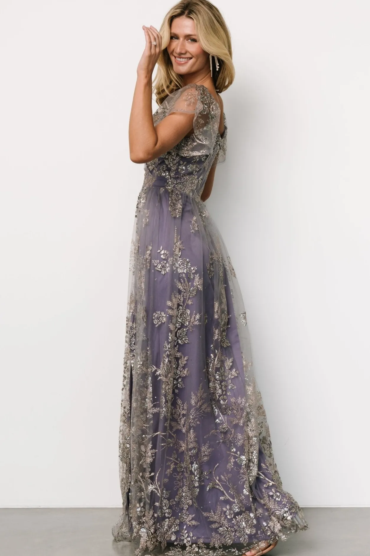 Fashion Baltic Born Corinne Shimmer Maxi Gown | Blue + Rose Blue+Rose