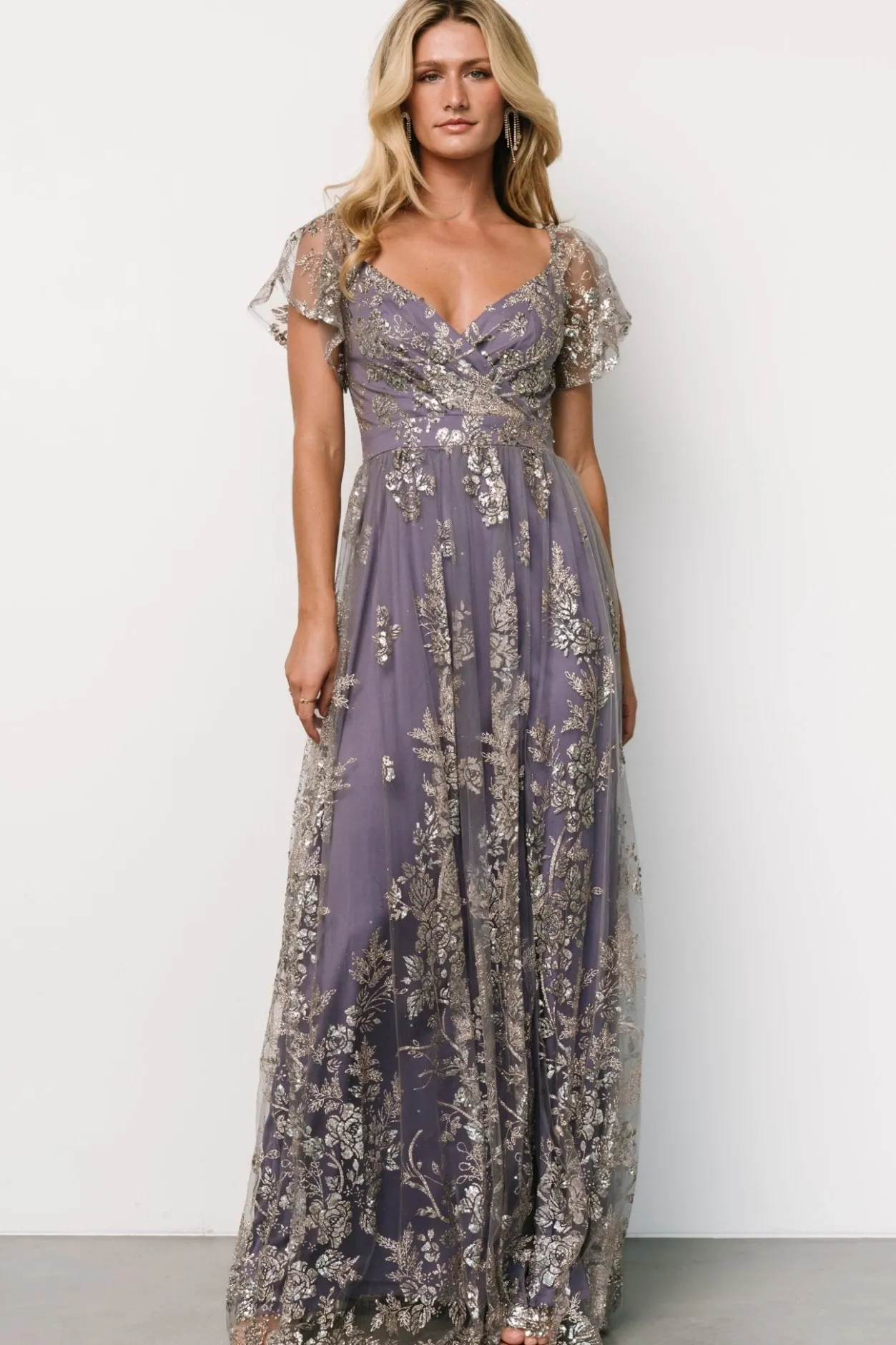 Fashion Baltic Born Corinne Shimmer Maxi Gown | Blue + Rose Blue+Rose