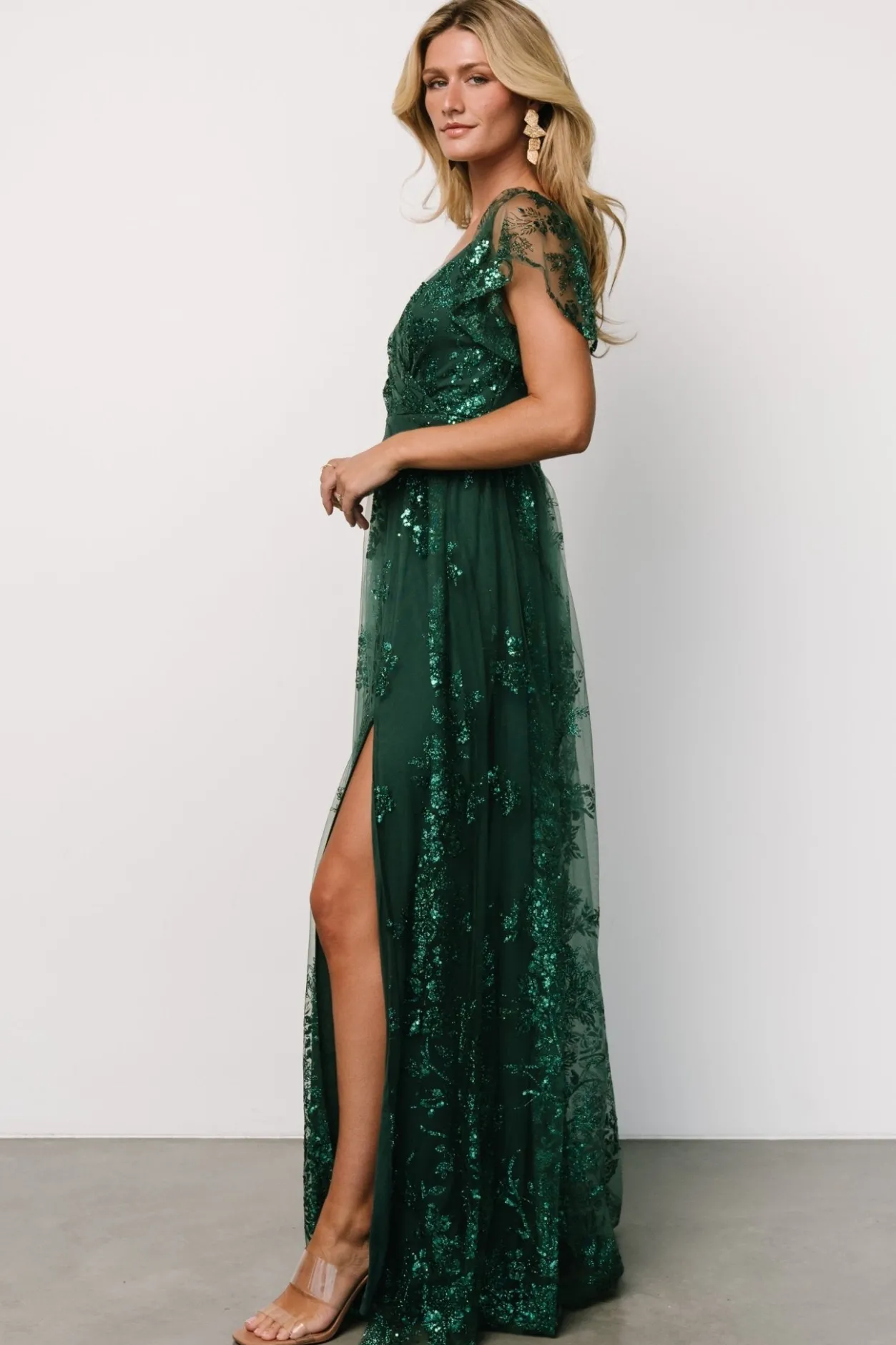 Fashion Baltic Born Corinne Shimmer Maxi Gown | Emerald