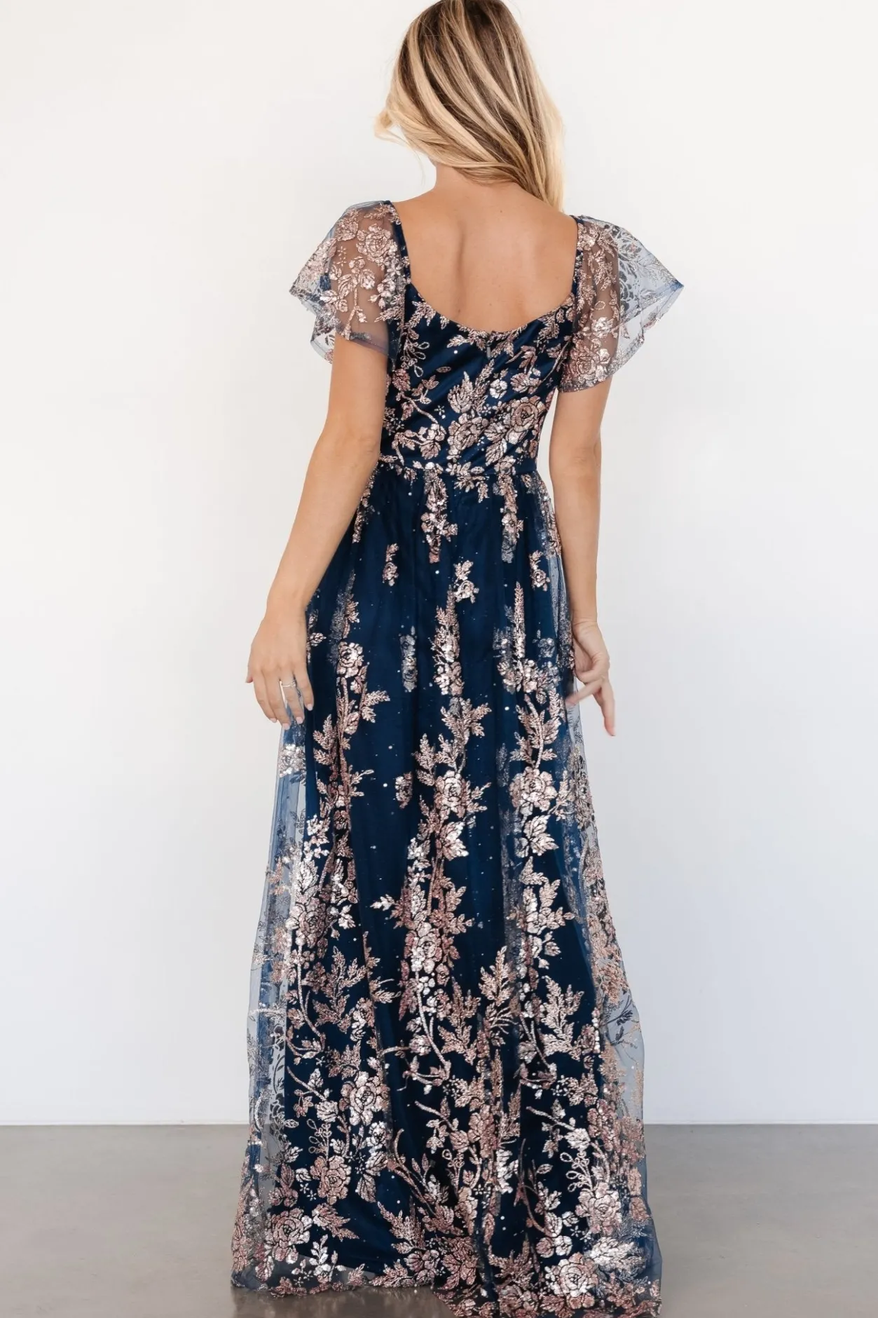 Online Baltic Born Corinne Shimmer Maxi Gown | Navy + Rose Gold Navy+RoseGold