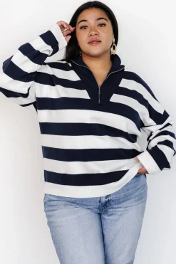 Best Baltic Born Cornell Half Zip Sweater | Navy + Off White Navy+OffWhite